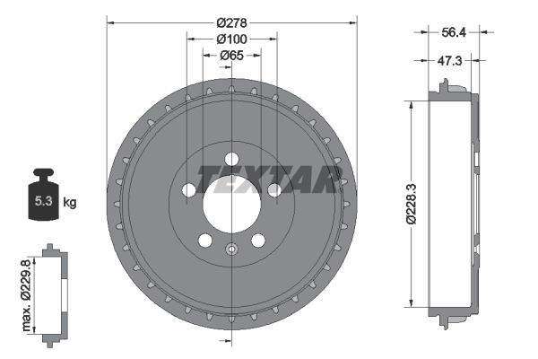 TEXTAR 94046300 Bremstrommel