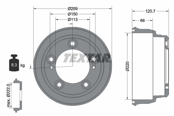 TEXTAR 94046600 Bremstrommel