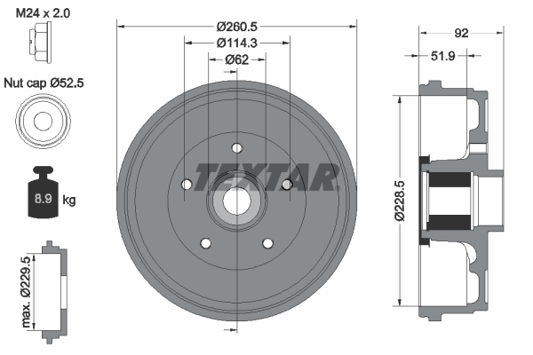 TEXTAR 94047500 Bremstrommel