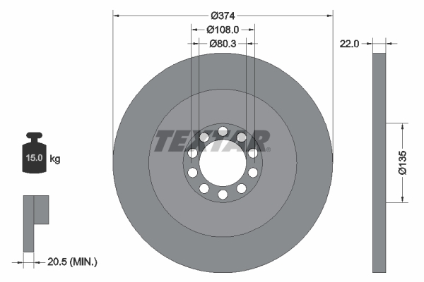 TEXTAR 93015500 Bremsscheibe