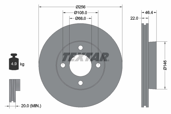 TEXTAR 92026000 Brzdový kotouč