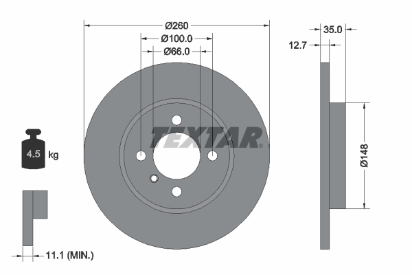 TEXTAR 92026400 Brzdový kotouč