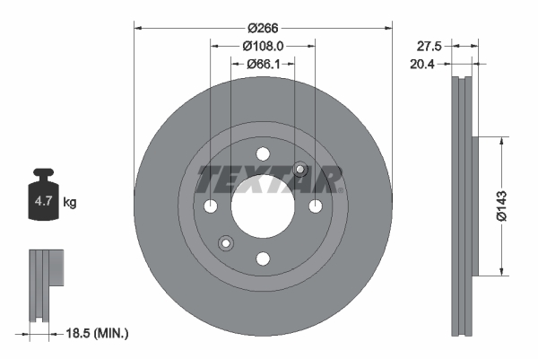 TEXTAR 92048103 Brzdový kotouč