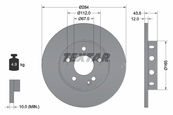 TEXTAR 92059303 Brzdový kotouč