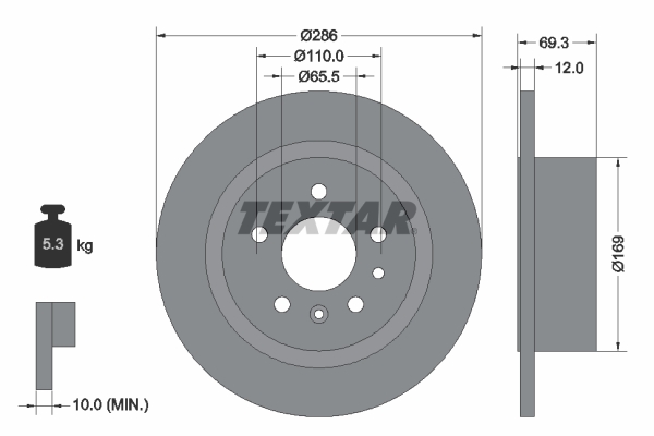 TEXTAR 92067003 Brzdový kotouč