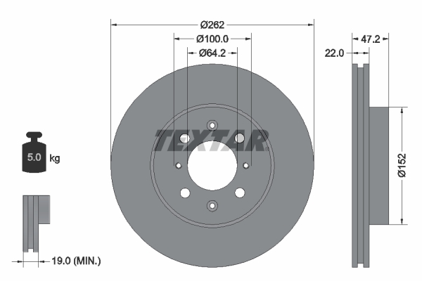 TEXTAR 92070600 Brzdový kotouč