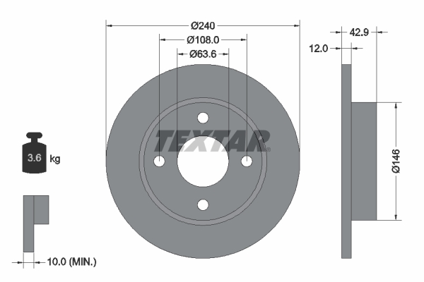 TEXTAR 92075303 Brzdový kotouč