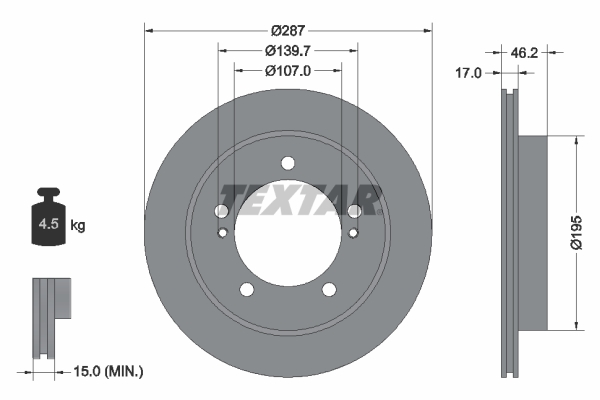 TEXTAR 92076400 Bremsscheibe
