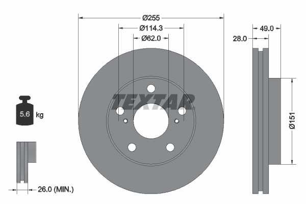 TEXTAR 92077600 Bremsscheibe