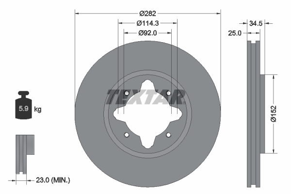 TEXTAR 92078100 Brzdový kotouč