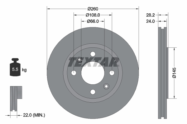 TEXTAR 92078603 Brzdový kotouč