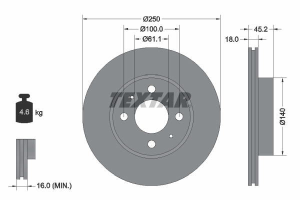 TEXTAR 92080100 Bremsscheibe