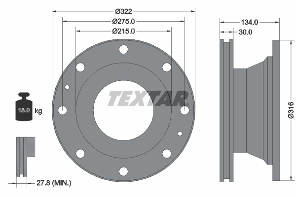 TEXTAR 93084900 спирачен диск