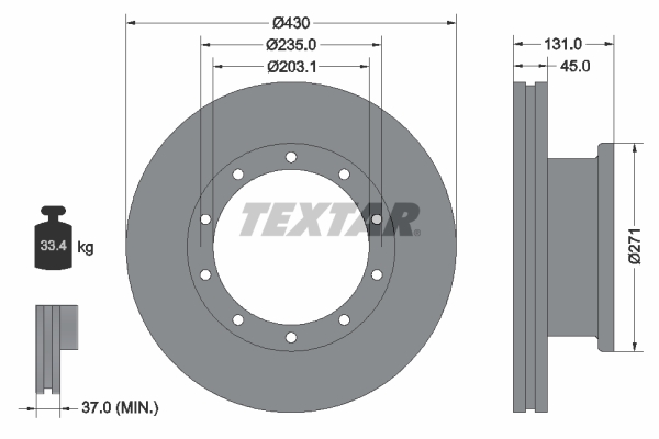 TEXTAR 93086800 спирачен диск