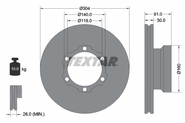 TEXTAR 93087400 спирачен диск