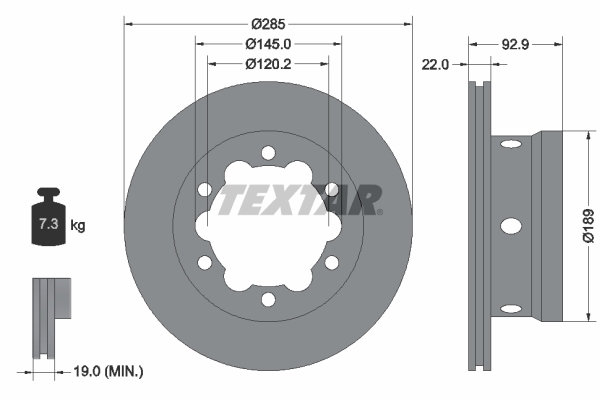 TEXTAR 92089803 Brzdový kotouč