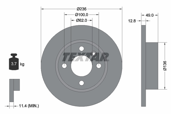 TEXTAR 92090400 Brzdový kotouč