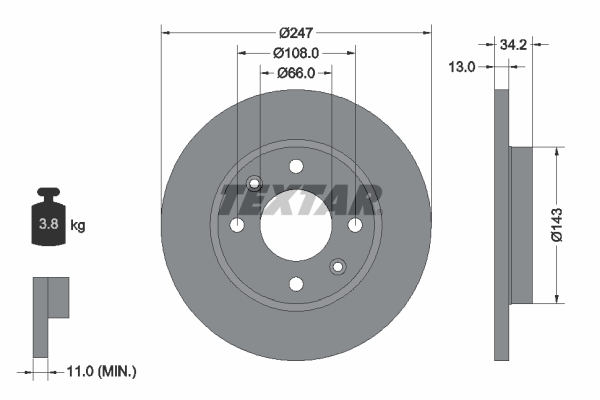 TEXTAR 92092803 Brzdový kotouč