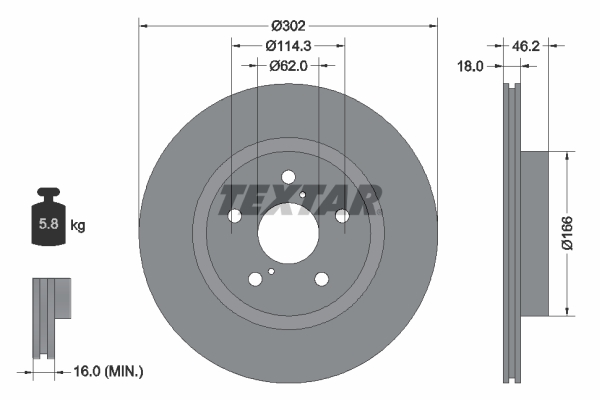 TEXTAR 92093500 Brzdový kotouč