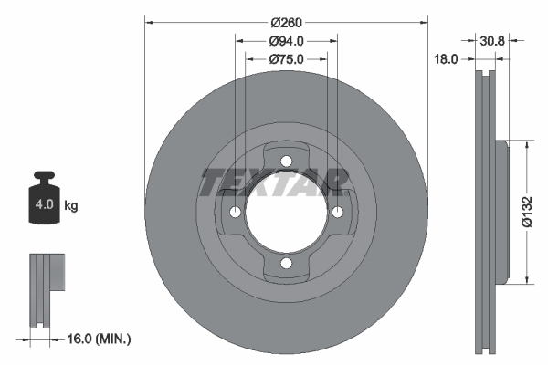 TEXTAR 92095600 Bremsscheibe