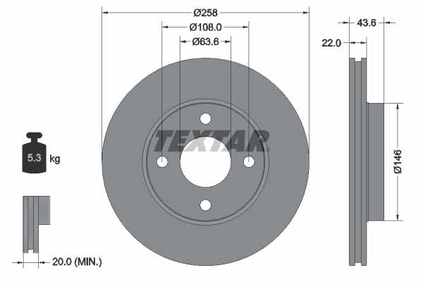 TEXTAR 92096203 Brzdový kotouč