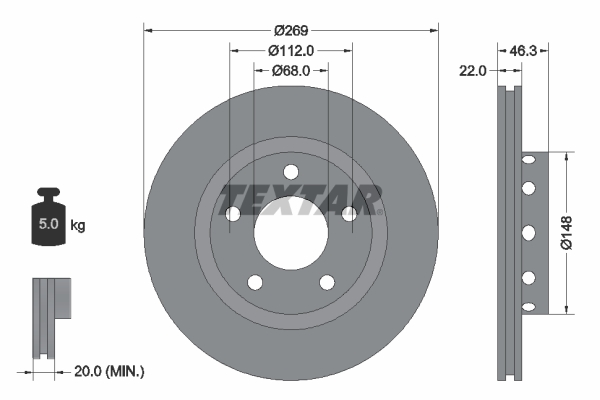 TEXTAR 92098400 Brake Disc...