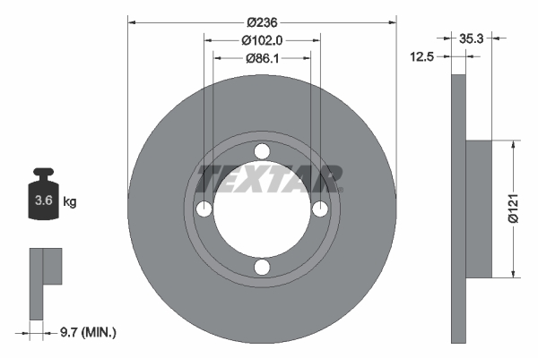TEXTAR 92100303 PRO Bremsscheibe