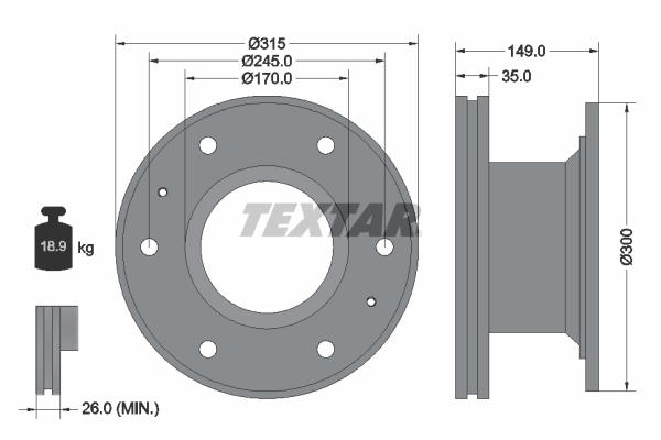 TEXTAR 93101600 Bremsscheibe