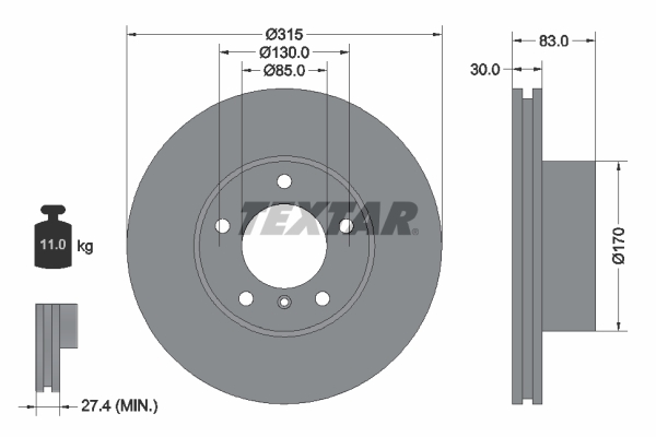 TEXTAR 92113403 PRO Bremsscheibe
