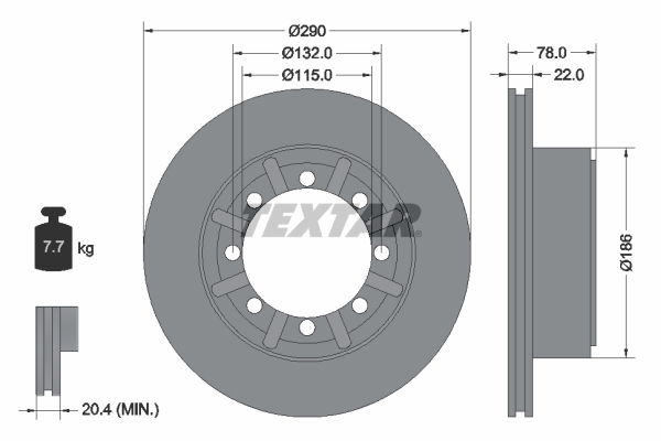 TEXTAR 93117600 спирачен диск