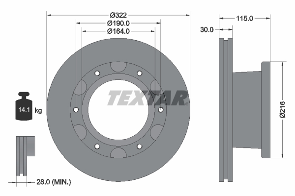 TEXTAR 93128200 Bremsscheibe