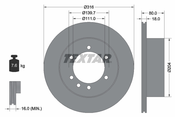 TEXTAR 92129900 Bremsscheibe