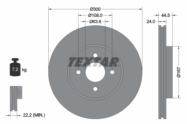 TEXTAR 92139903 Brzdový kotouč