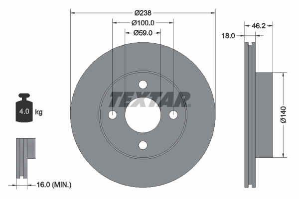 TEXTAR 92144300 Bremsscheibe