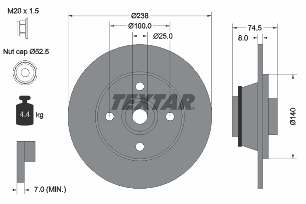 TEXTAR 92154100 спирачен диск