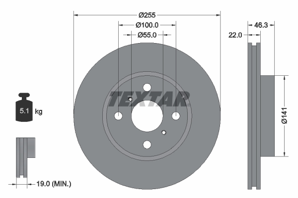 TEXTAR 92156100 Brzdový kotouč