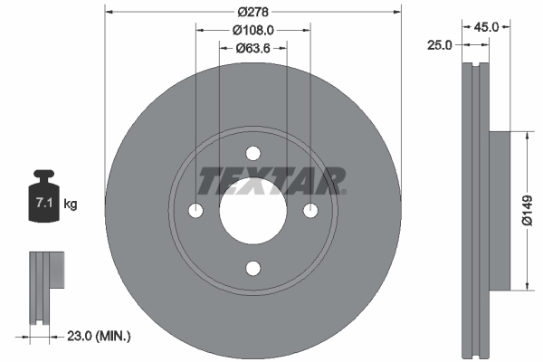 TEXTAR 92159003 Brzdový kotouč