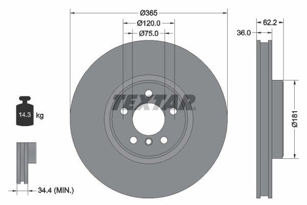 TEXTAR 92161005 Brzdový kotouč