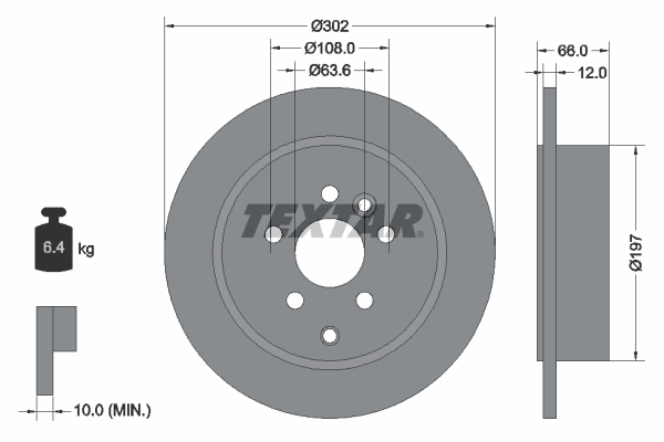 TEXTAR 92162703 Brzdový kotouč