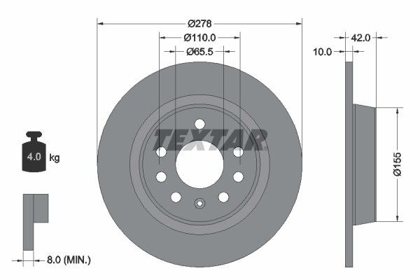 TEXTAR 92167603 PRO Bremsscheibe