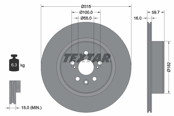 TEXTAR 92169503 Brzdový kotouč