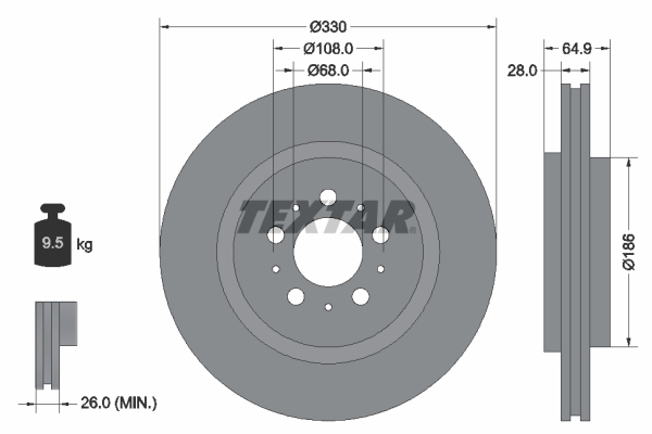 TEXTAR 92178303 Brzdový kotouč