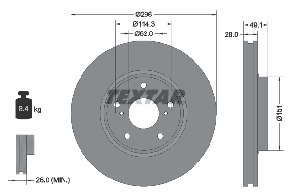 TEXTAR 92185403 PRO Bremsscheibe