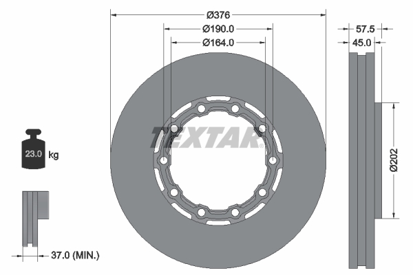 TEXTAR 93193400 спирачен диск