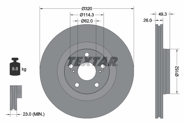 TEXTAR 92195303 PRO Bremsscheibe