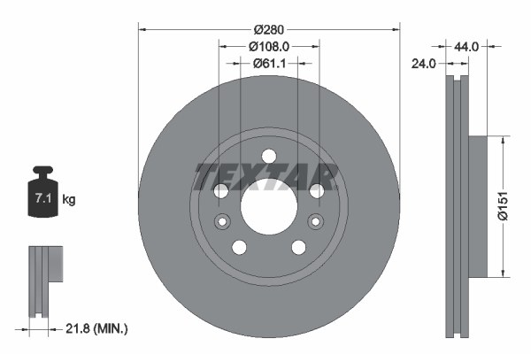 TEXTAR 92196803 Brzdový kotouč