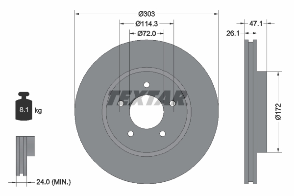 TEXTAR 92197703 Brzdový kotouč