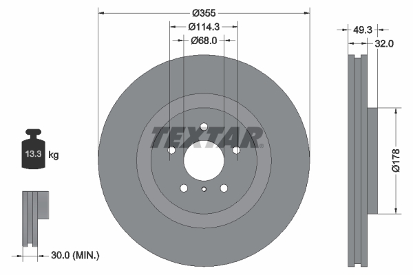 TEXTAR 92199105 Brzdový kotouč