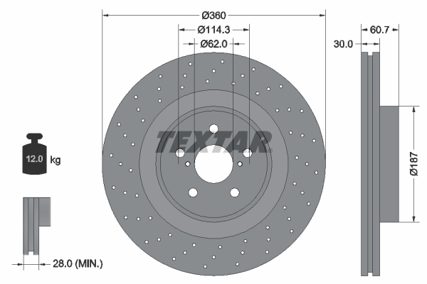 TEXTAR 92199703 Brzdový kotouč