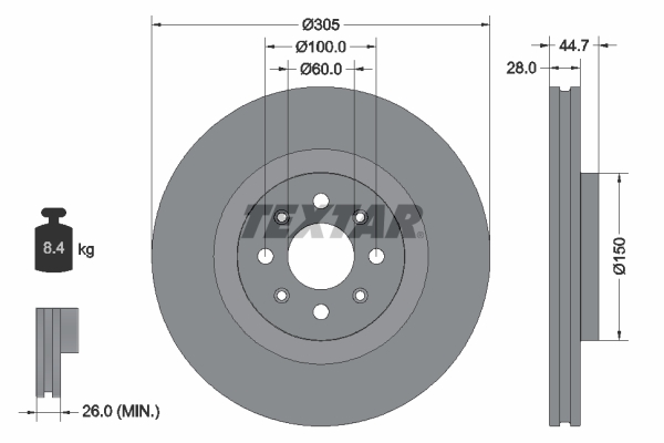 TEXTAR 92202203 PRO Bremsscheibe